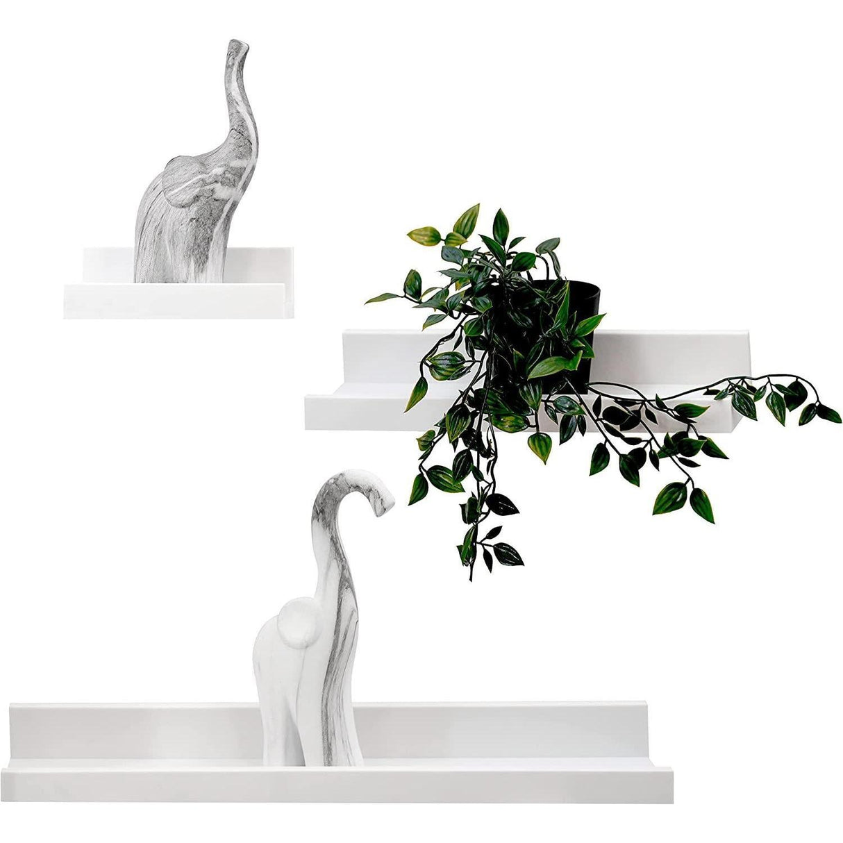 GEEZY White Floating Wall Shelves Set of 3