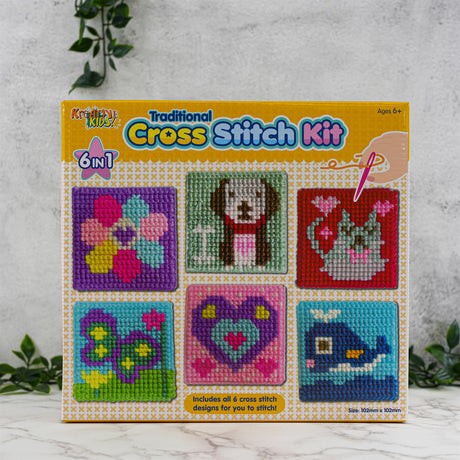 6 in 1 Traditional Cross Stitch Kit for Kids by The Magic Toy Shop - UKBuyZone