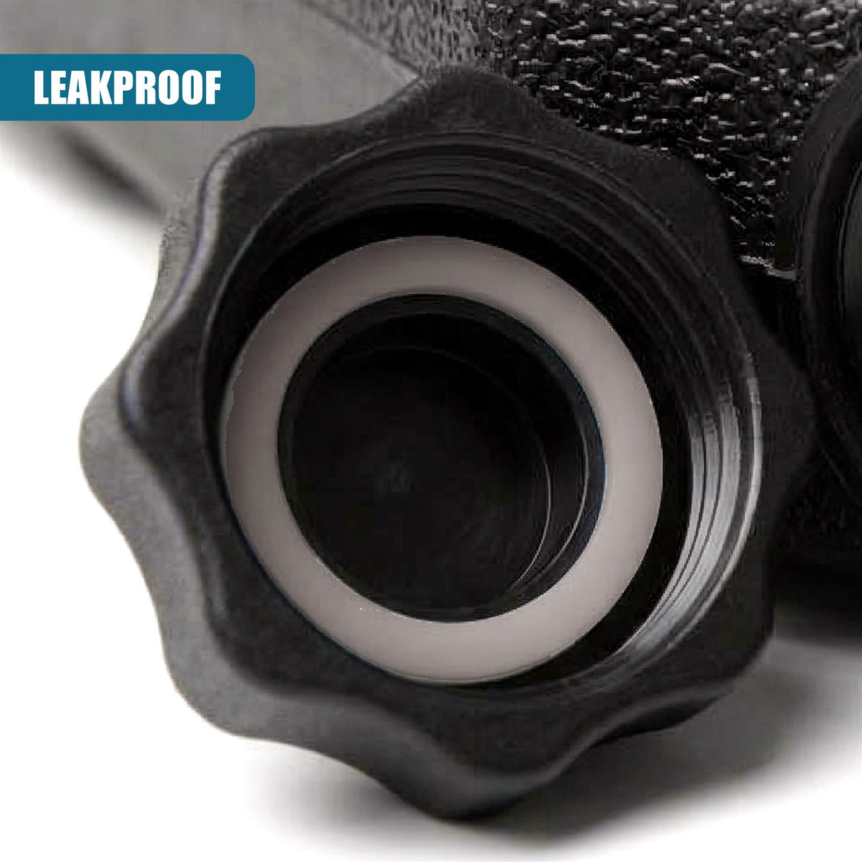 Black, scalloped accessory base featuring a central adjustable aperture for attaching equipment.