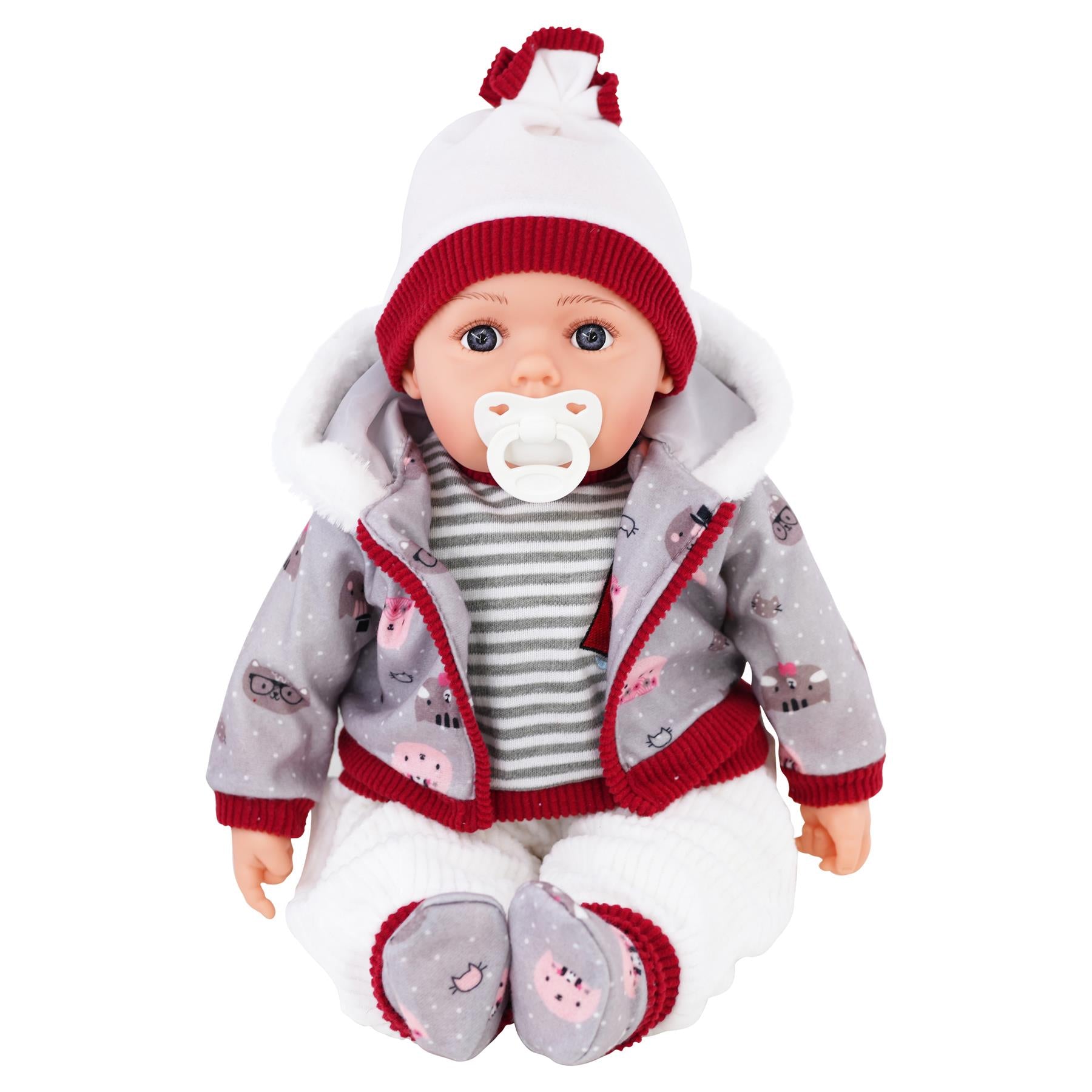 Grey Bibi Baby Doll Toy With Dummy & Sounds by BiBi Doll - UKBuyZone