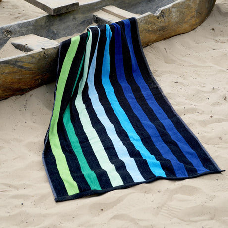 Large Velour Striped Beach Towel (Blue Oasis) by Geezy - UKBuyZone