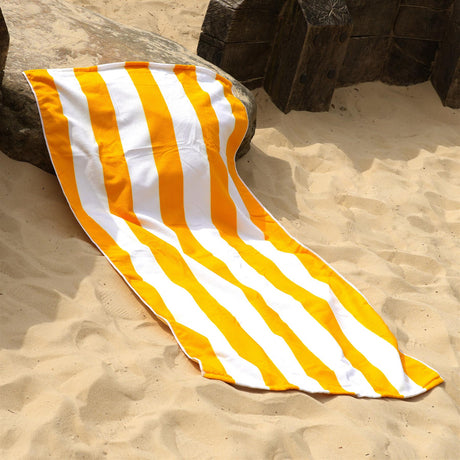 Beach Bath Towel Large Microfibre Orange Striped by GEEZY - UKBuyZone