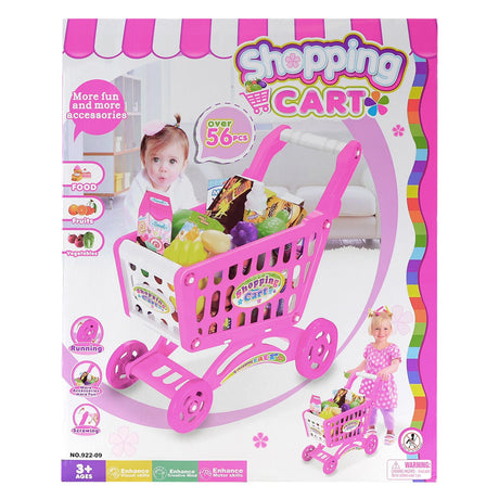 Pink Shopping Trolley Cart Play Food Set by The Magic Toy Shop - UKBuyZone