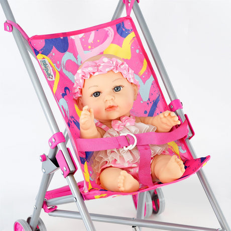 BiBi Doll Baby Doll Pink Foldable Stroller