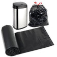 Stainless steel bin shown with included bag and a roll of black plastic waste liners.