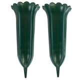 Set of 2 Green Spiked Memorial Grave Flower Vases
