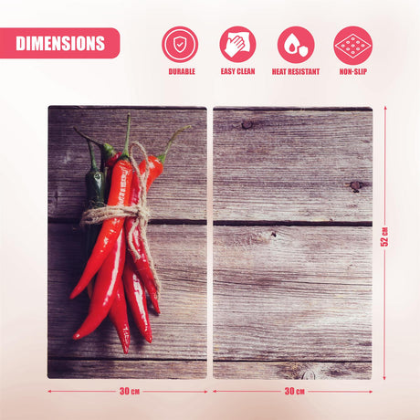 Glass Cutting Boards with Chili Pepper Design by Geezy - UKBuyZone