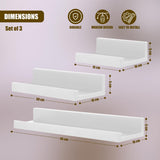 White Floating Wall Shelves Set of 3