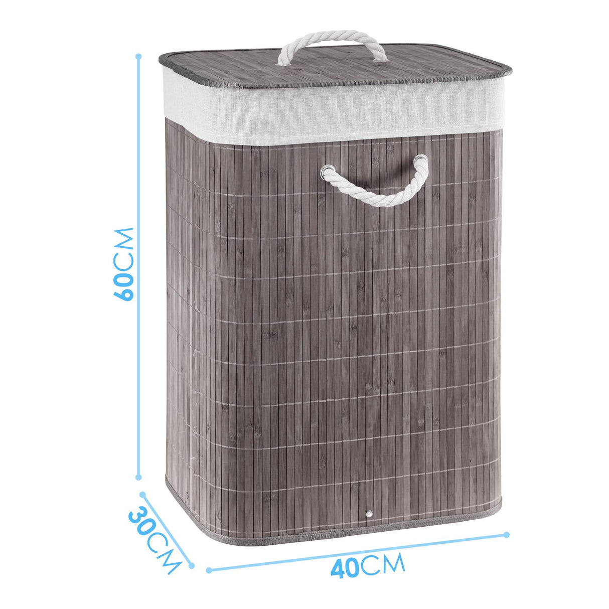 Grey Bamboo Laundry Hamper 72L