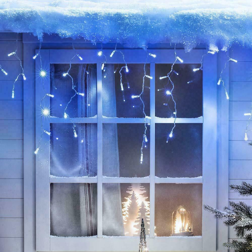 200 Christmas Blue & White Led Icicle Lights by Geezy - UKBuyZone