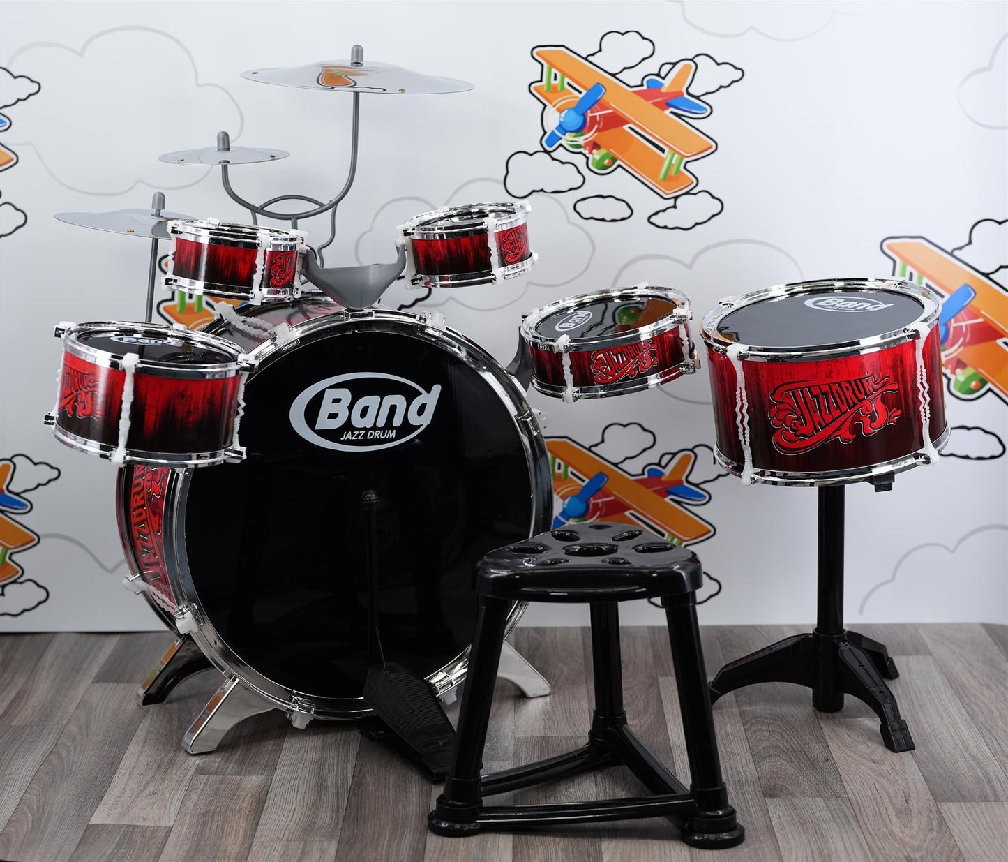 Kids 10 Piece Drum Kit With Stool by The Magic Toy Shop - UKBuyZone