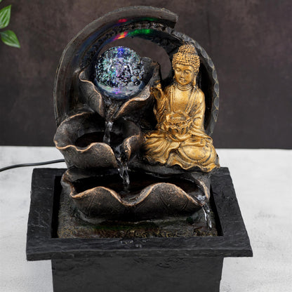 Crystal Ball Buddha Water Feature Led Lights by GEEZY - UKBuyZone