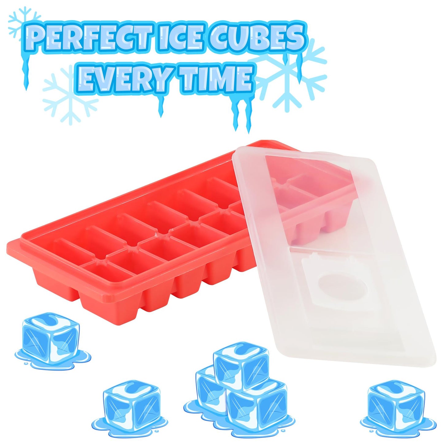 16 Cubes Silicone Ice Cube Tray With Lid by GEEZY - UKBuyZone
