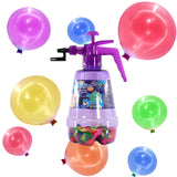 This is a set of inflatable balloons for launching air bombs. The image shows the bomb dispenser surrounded by several balloons of different colors.