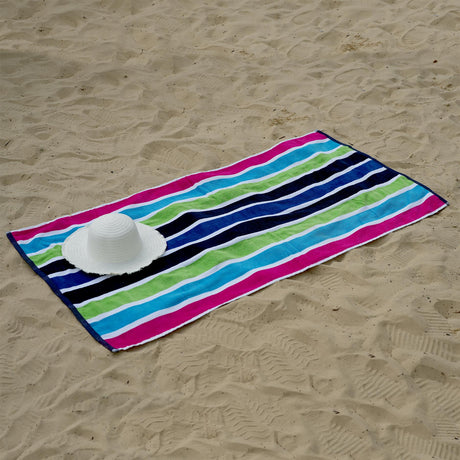 Large Velour Striped Beach Towel (Sanguine) by Geezy - UKBuyZone