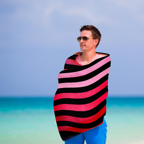 Velour Striped Beach Towel Sunset by GEEZY - UKBuyZone