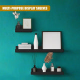 Wall Book Hanging Black Shelf Set of 3