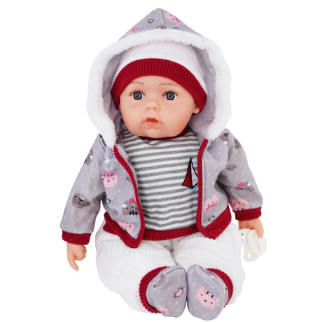 Grey Bibi Baby Doll Toy With Dummy & Sounds by BiBi Doll - UKBuyZone