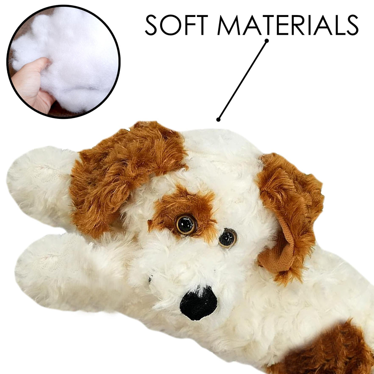 soft brown and white stuffed dog toy - UKBuyZone