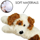 soft brown and white stuffed dog toy - UKBuyZone