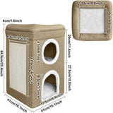 "Beige cat house with a scratching post, 4 x 6 inches tall." - UKBuyZone