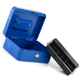 Metal Cash Box with Two Keys in Blue Colour 8 Inch by GEEZY - UKBuyZone