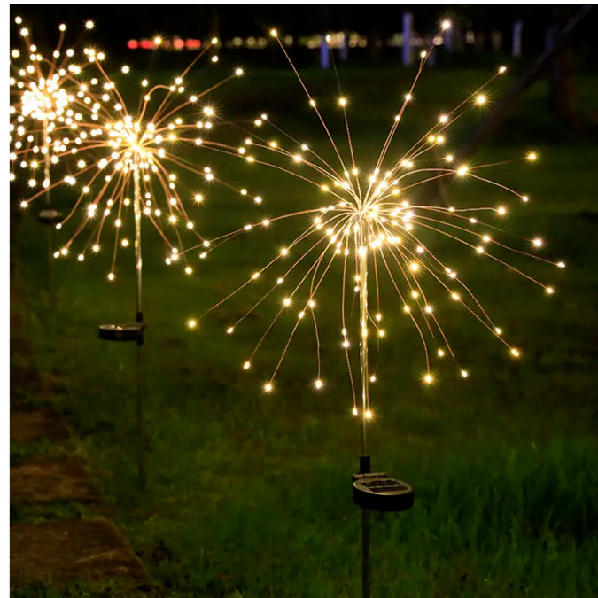 90 Led Starburst Solar Powered Stake Lights 2 Pack - UKBuyZone