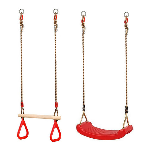 The Magic Toy Shop Set of Trapeze Monkey Bar and Plastic Swing Seat