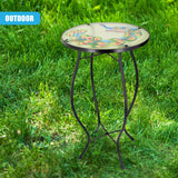Round Side Mosaic Table With Peacock Design by GEEZY - UKBuyZone