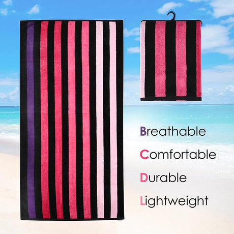 Large Velour Striped Beach Towel (Sunset) by Geezy - UKBuyZone