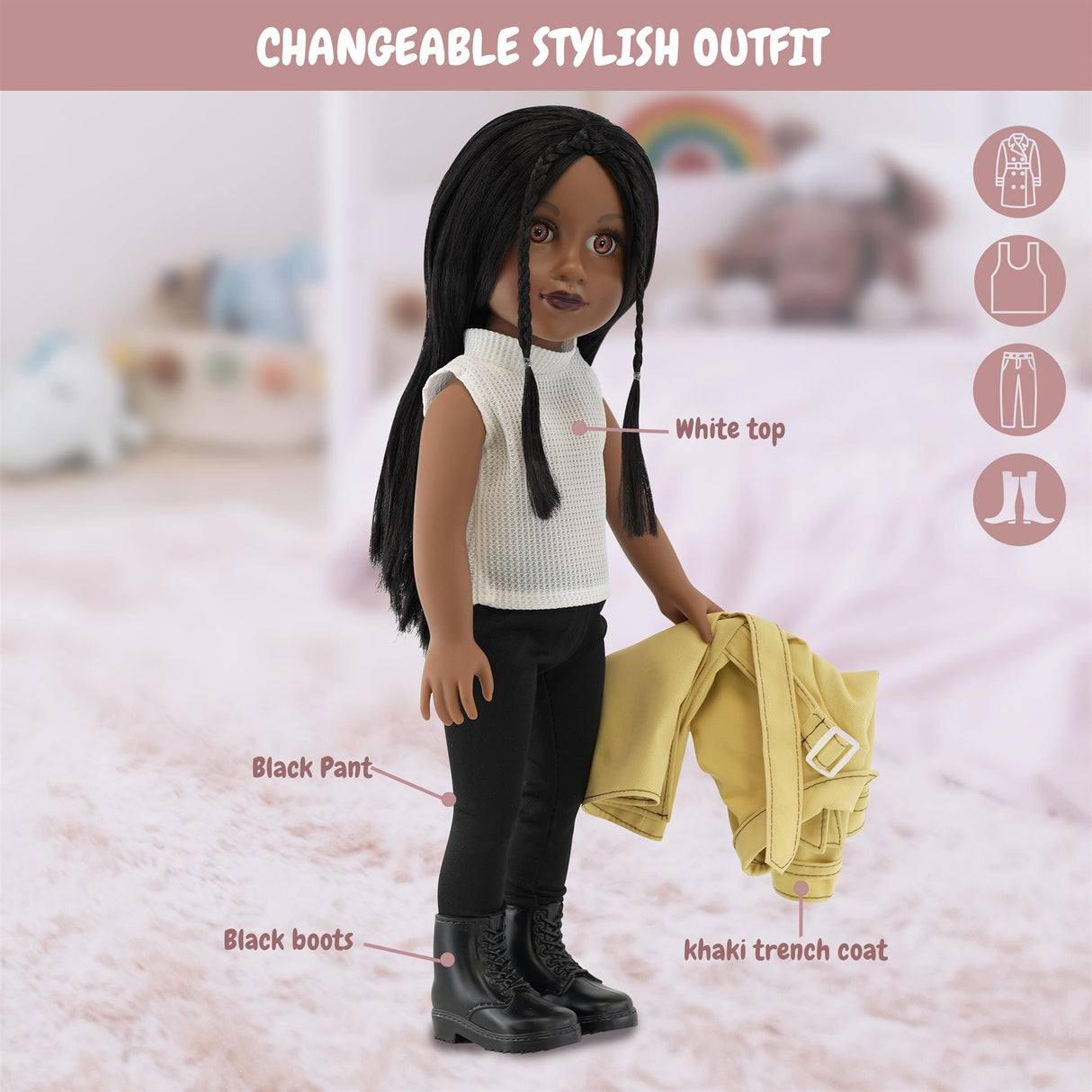 BiBi Fashion Black Doll "NAOMI" (47 cm / 18") by BiBi Doll - UKBuyZone