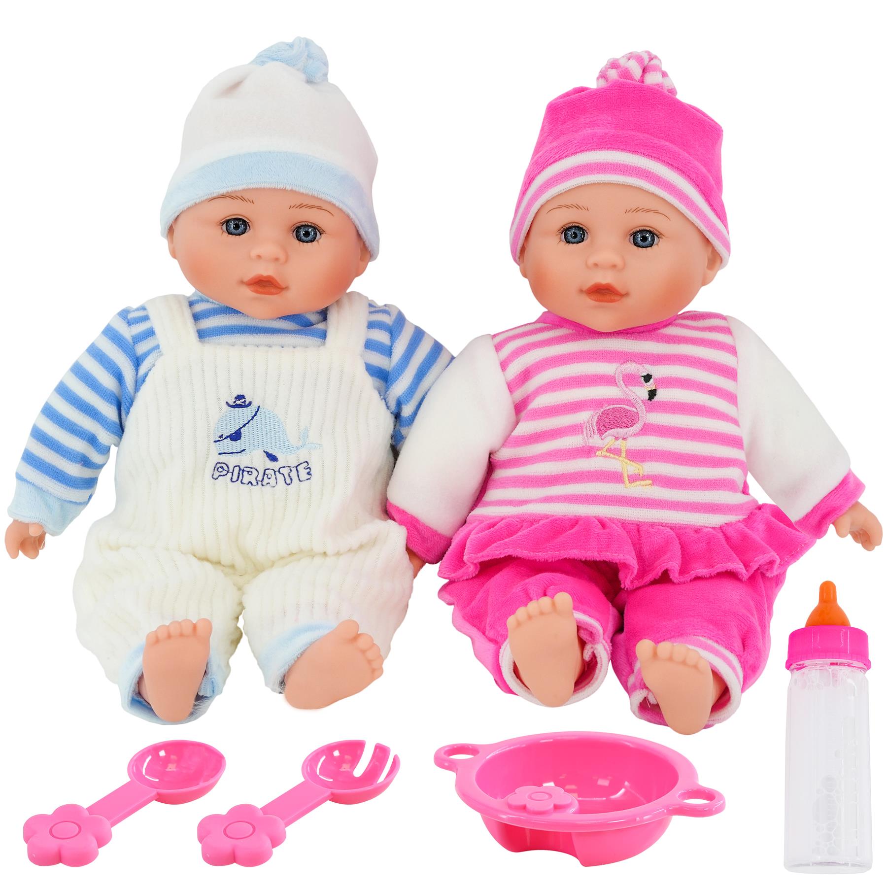 BiBi Twin Baby Dolls & Accessories (33 cm / 13") by BiBi Doll - UKBuyZone