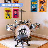 Kids Black and White Drum Kit Play Set