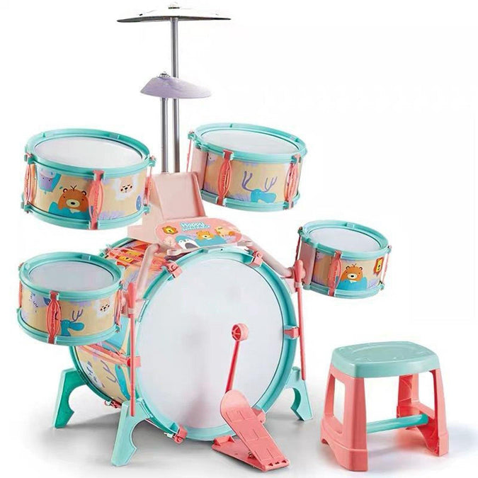 Pink and Green Multi functional Kids Jazz Drum Set - UKBuyZone