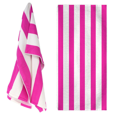 Beach Bath Towel Large Microfibre Pink Striped by GEEZY - UKBuyZone