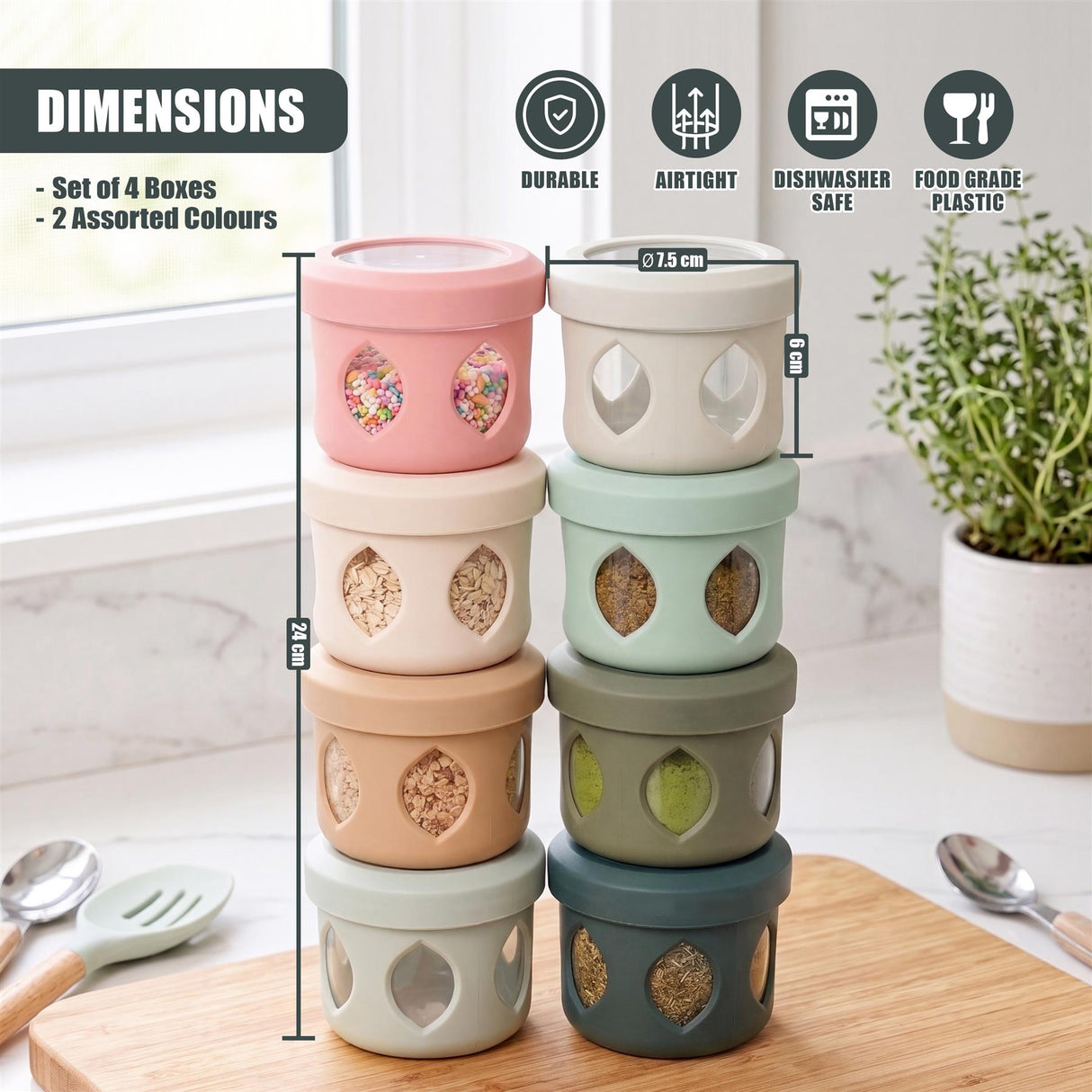 4 Piece Stackable Snack Pots