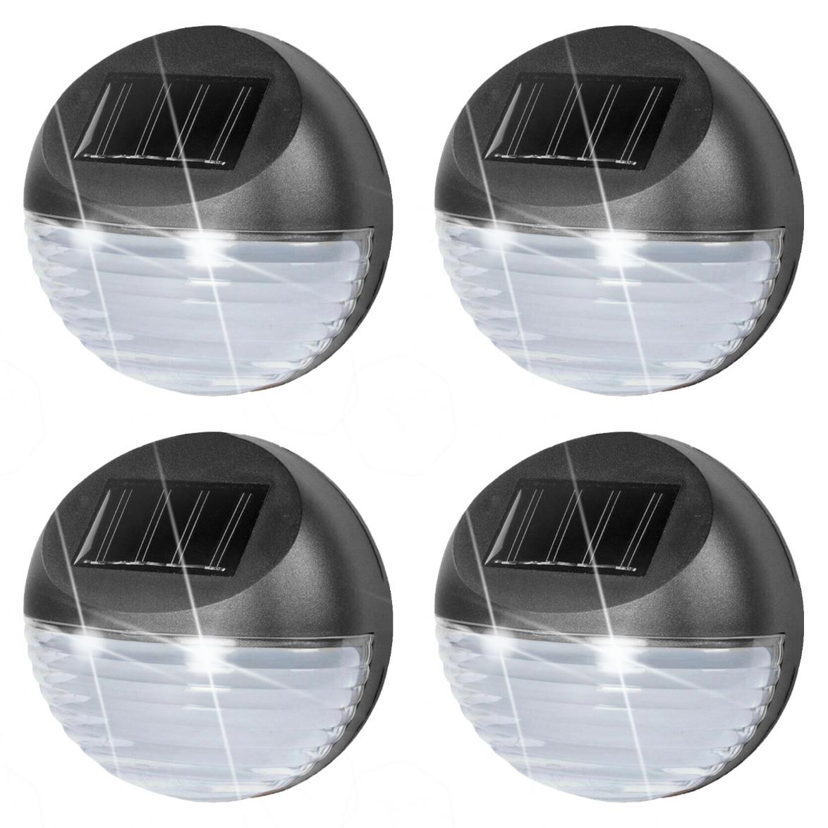 Solar Fence Lights, Set of 4 – Cold White LED, Black by GEEZY - UKBuyZone
