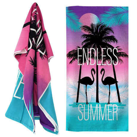 Beach Bath Towel Flamingo Design Microfibre Towel by GEEZY - UKBuyZone