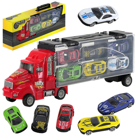 Kids Toy Truck Carrier & 6 Mini Cars Set by The Magic Toy Shop - UKBuyZone
