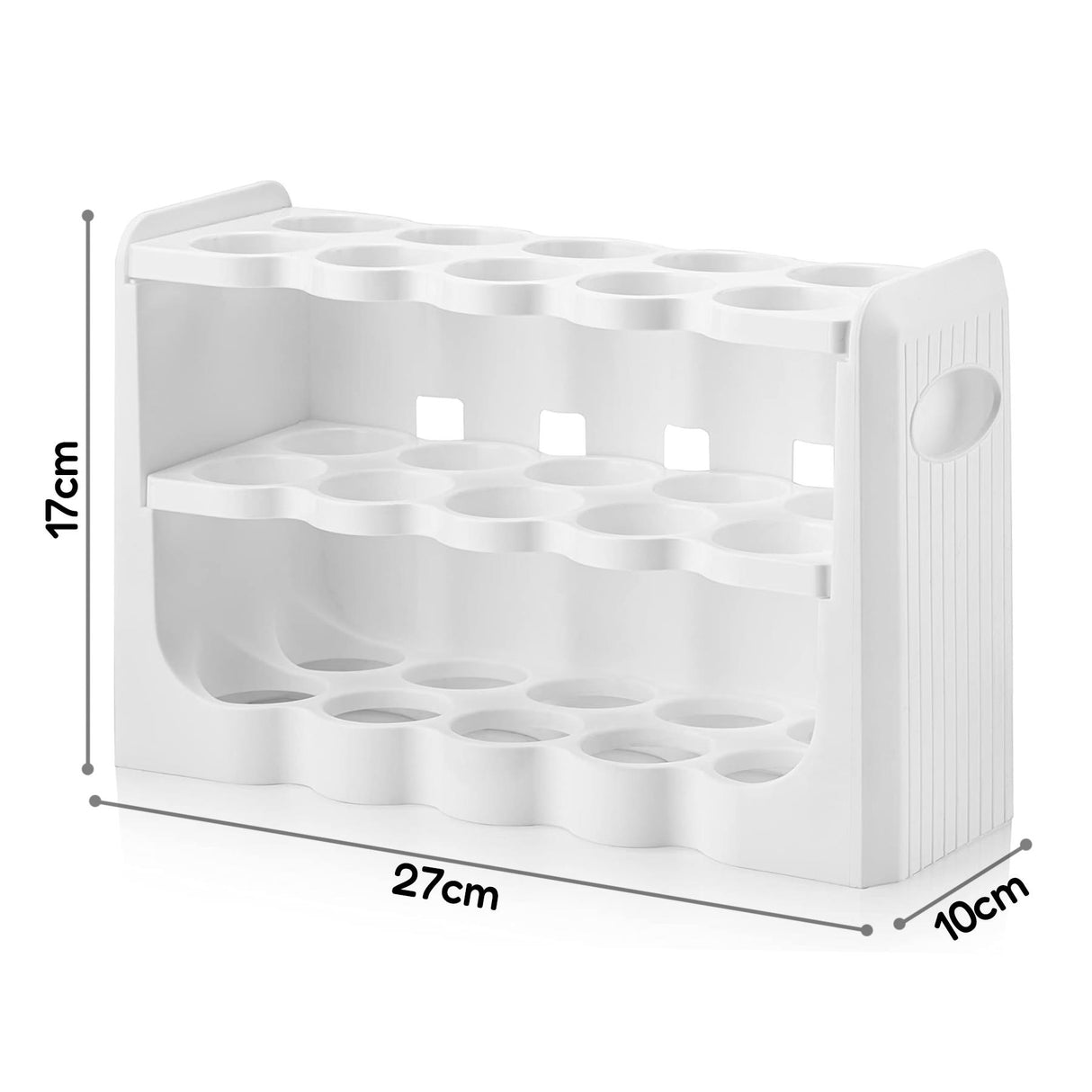 White egg carton with 3 levels and grid design.