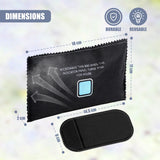 Illustration displaying the dimensions of two black dehumidifier bags and usage instructions.