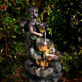 Fairy Solar Water Feature Outdoor With LED by GEEZY - UKBuyZone