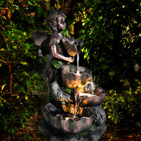 Fairy Solar Water Feature Outdoor With LED by GEEZY - UKBuyZone