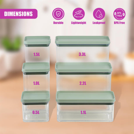 Food Storage Containers Set of 6 by GEEZY - UKBuyZone