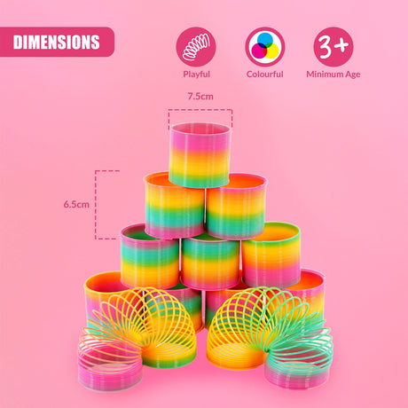 A set of colorful, flexible, and fun Slinky-like toys, called "Slinky Spring Toys" or "Slinky-like Toys", made of flexible plastic, in various colors, with a spring-like design, suitable for children's play and entertainment. - UKBuyZone