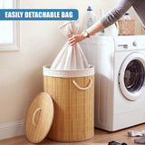 Round Bamboo Laundry Hamper 48L