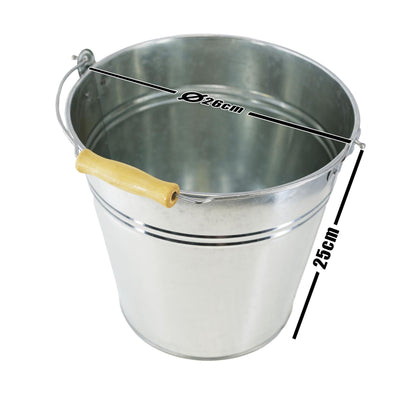 Zinc Bucket With Wooden Holder by Geezy - UKBuyZone