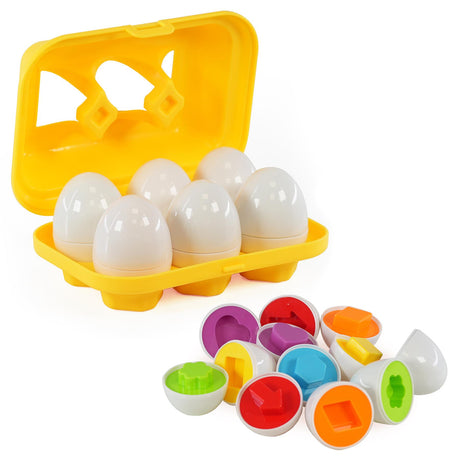 "Sorting game with matching eggs in various shapes and colors."