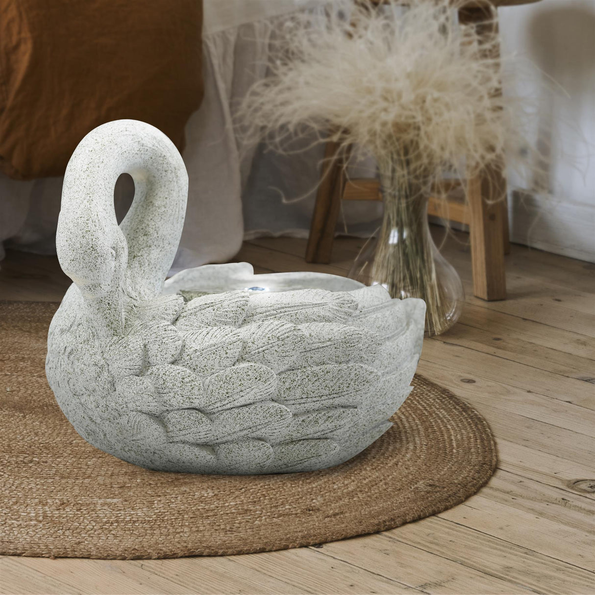 Swan Design Water Feature Outdoor With LED by GEEZY - UKBuyZone