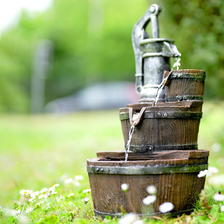 Pump Barrel Water Feature Outdoor With LED by GEEZY - UKBuyZone
